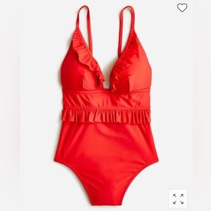 NWT J. Crew plunge ruffle one piece swimsuit
